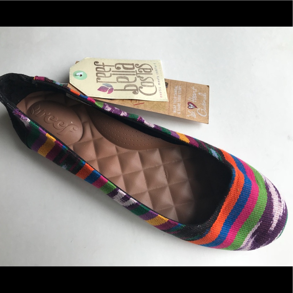 REEF US 9 Tropic Ballet Flats Cotton Canvas Shoes